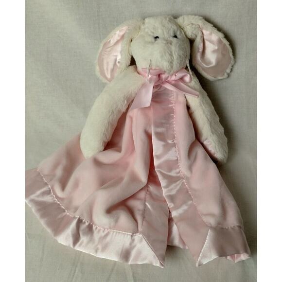 Bearington Baby Collection Pink Plush Satin Bunny Snuggler Security Blanket EUC - Picture 1 of 6